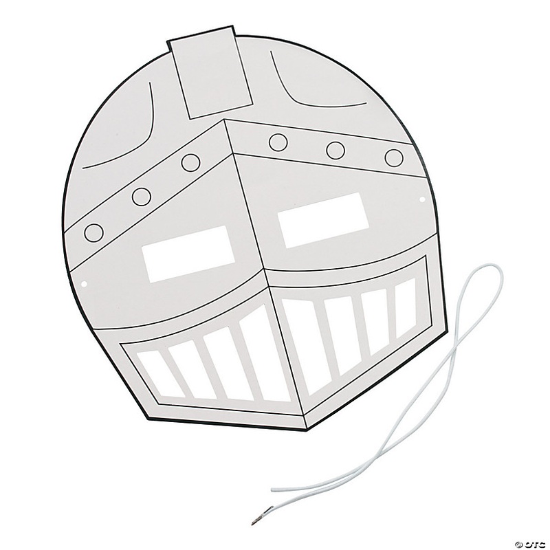 8 x 9 Color Your Own Cardstock Knight Helmet Masks - 12 Pc.