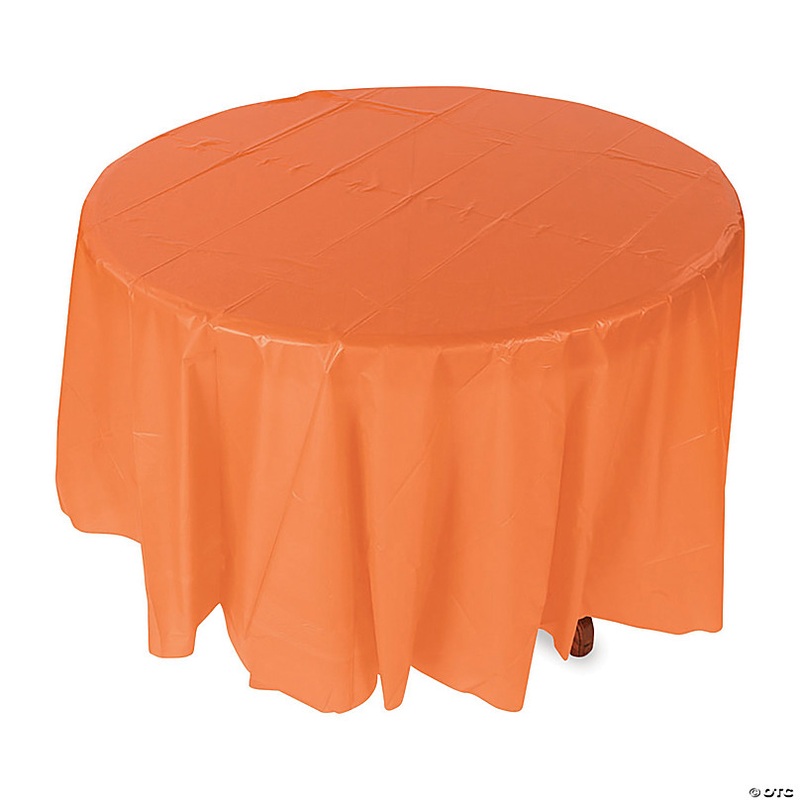 82 Orange Round Plastic Tablecloth