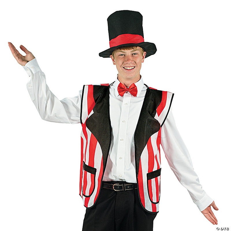 Adults Carnival Game Master Hat & Vest Polyester Costume Set - 3 Pc.