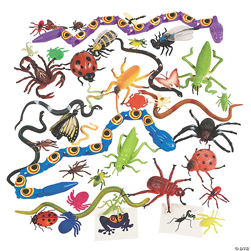 Bulk 96 Pc.Creepy Crawly Bugs & Reptile Toy Assortment