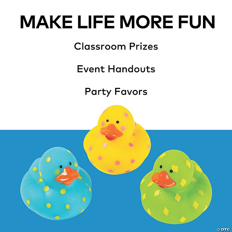 Colorful Bright Pattern Rubber Ducks - 12 Pc. for Parties and Events