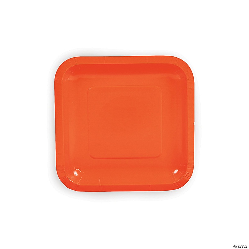 Orange Square Paper Dessert Plates - 24 Ct.