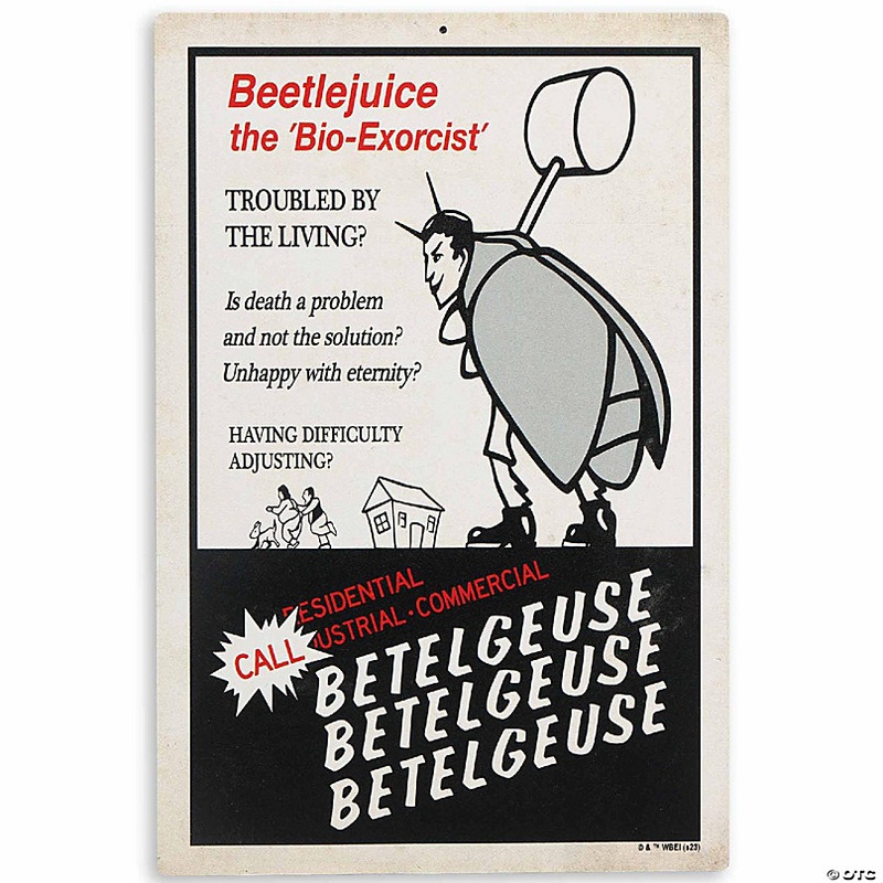 Warner Brothers 11x7 Warner Bros. Beetlejuice The Bio-Exorcist Ad Hanging Metal Sign