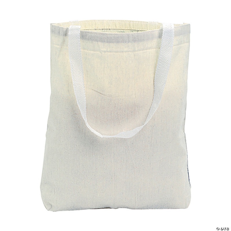 12 x 13 DIY Large Classic Beige Canvas Tote Bags - 12 Pc.