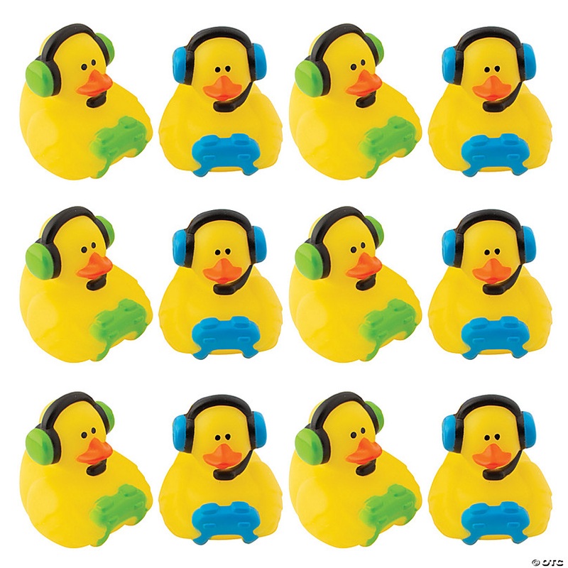 2 1/4 Gamer Vinyl Rubber Ducks with Controllers & Headsets - 12 Pc.