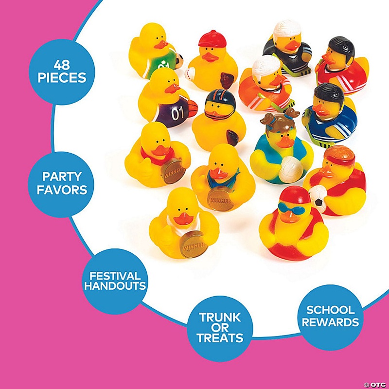 2 Bulk 48 Pc. Sports Players Yellow Rubber Ducks Assortment