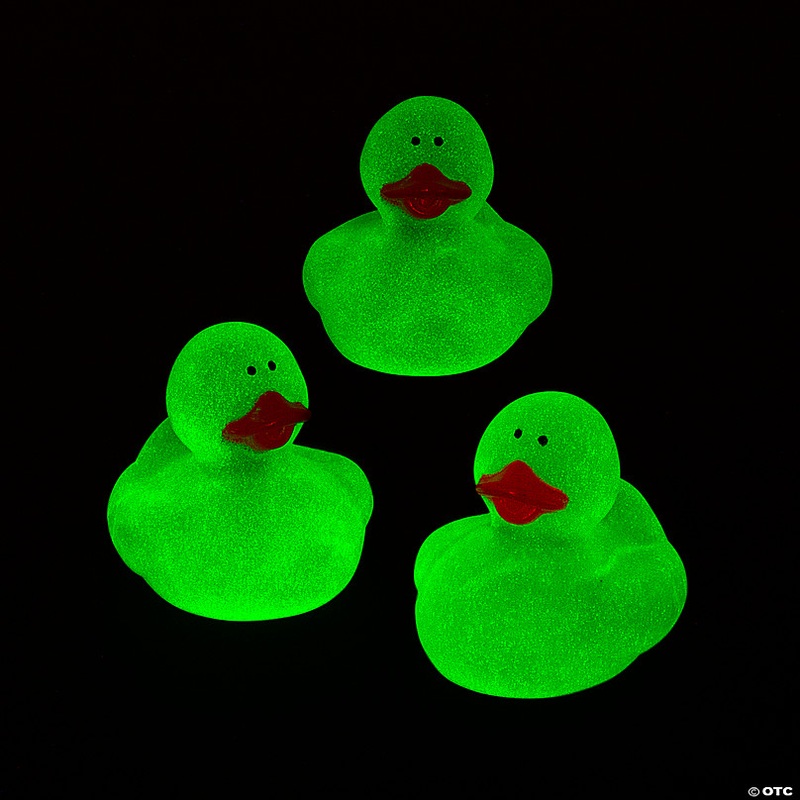 2 x 2 Glow-in-the-Dark Vinyl Rubber Ducks - 12 Pc.