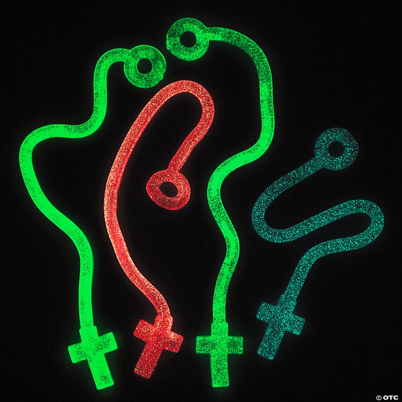 7 3/4 Bulk 72 Pc. Glow-in-the-Dark Stretch & Stick Cross Toys