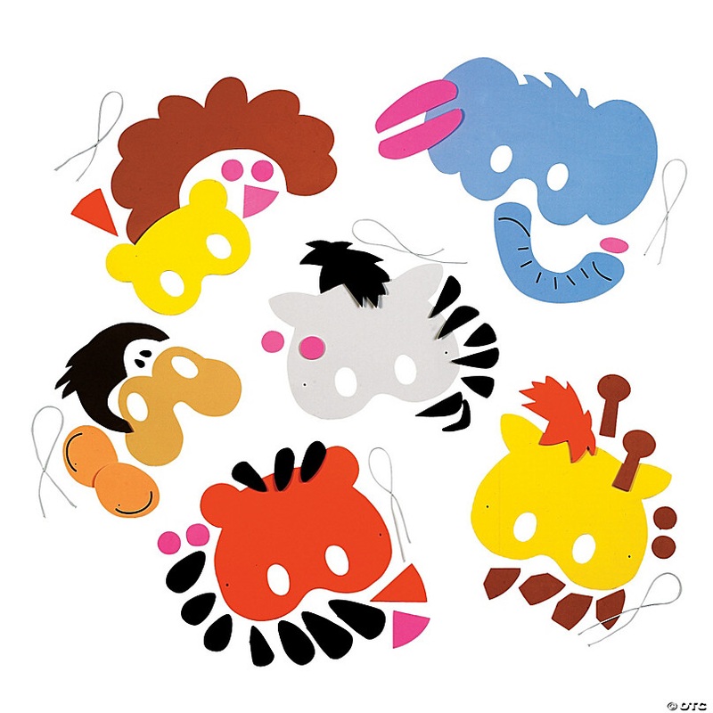 8 1/4 Kids Zoo Animal Characters Foam Mask Craft Kit - Makes 12