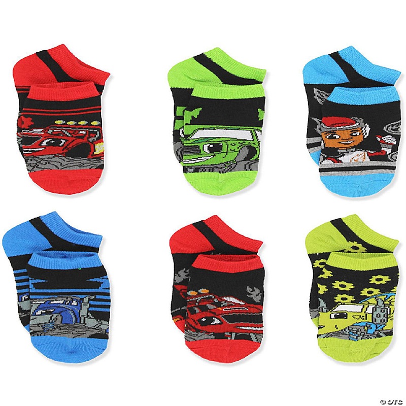 Blaze and the Monster Machines Little Boys 6 pack Socks (Medium Shoe: 10-4 (Sock:6-8), Black/Multi)