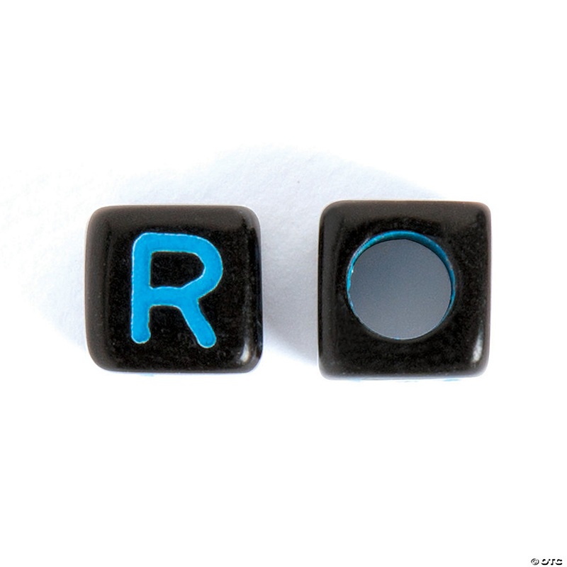Bulk 400 Pc. 6mm Black Square Neon Alphabet Beads