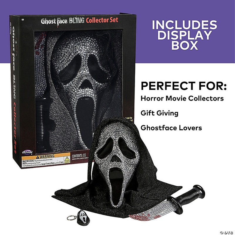 Exclusive Ghost Face Bling Mask, Knife & Light-Up Keychain Collectible Box Set