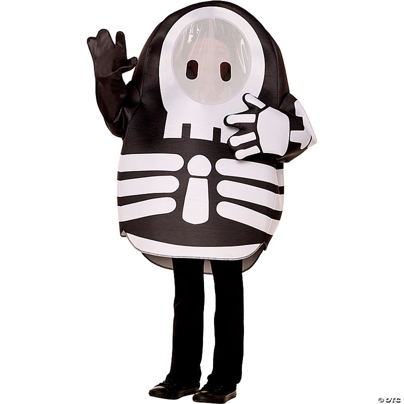 Kids Fall Guys Black & White Polyester Tunic Skelly Costume - Fits up to Size 14