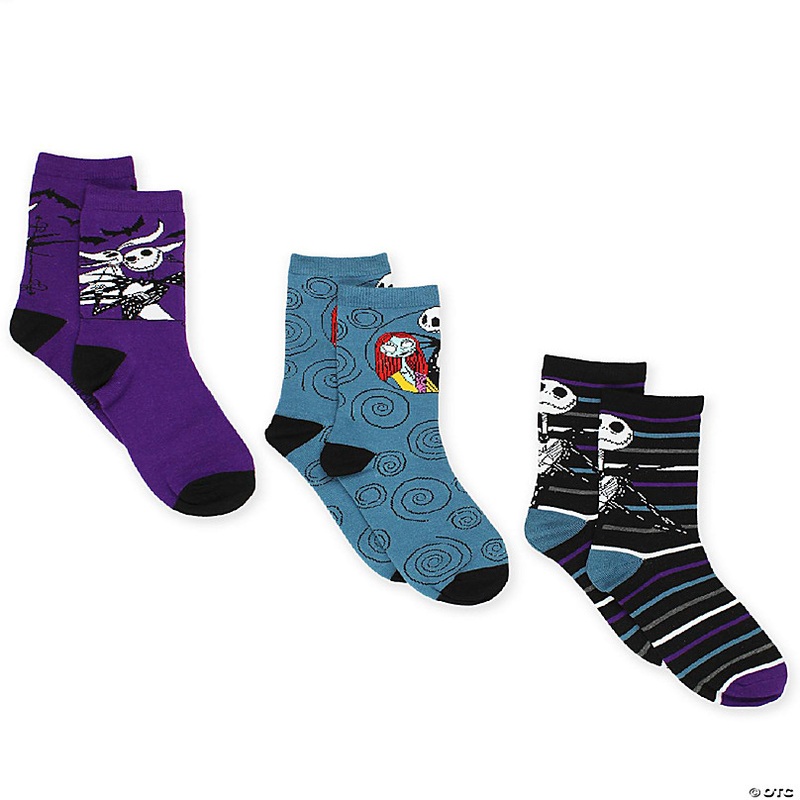 The Nightmare Before Christmas Womens 3 pack Crew Socks (Large (9-11), Black)