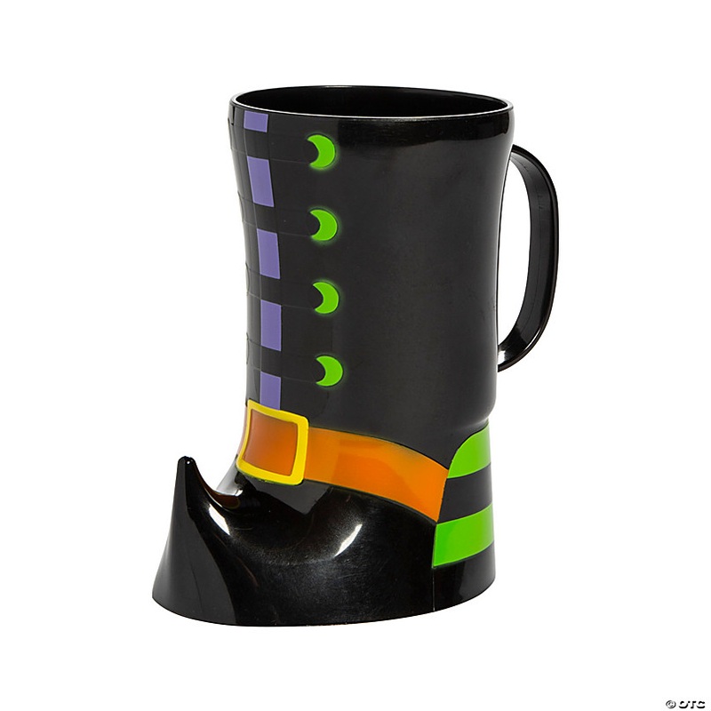6 1/2 10 oz. Witch Boot-Shaped Reusable BPA-Free Plastic Mugs - 12 Ct.