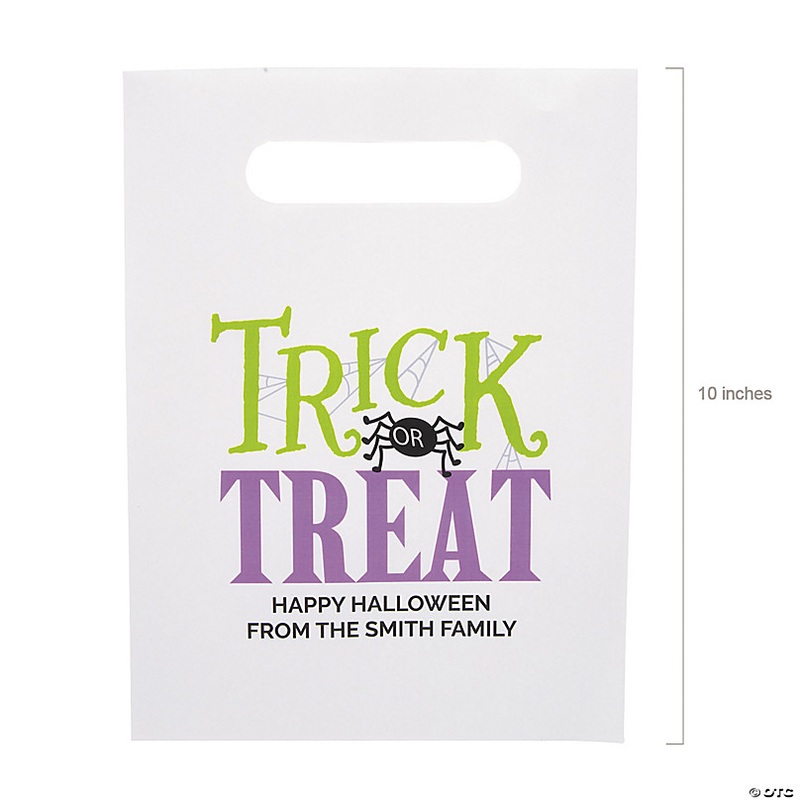 7 1/2 x 10 Bulk 50 Pc. Personalized Small Trick-or-Treat Paper Bags with Cutout Handles