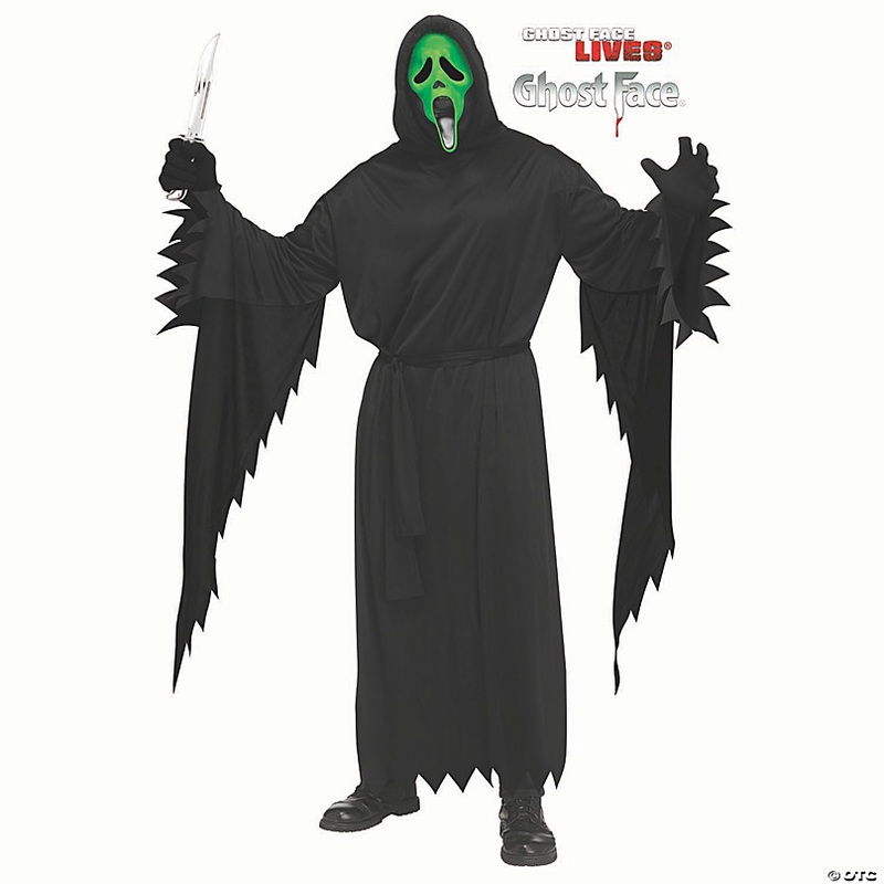 Adults Scream Ghost Face Fluorescent Green Costume One Size
