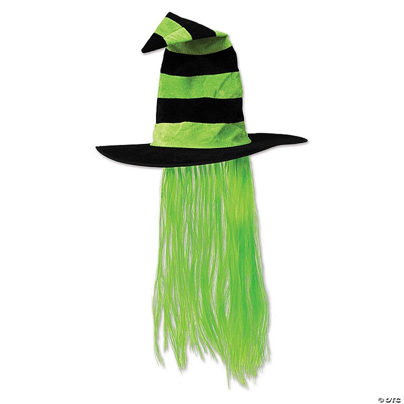 Beistle - Witch Hat w/Hair - Light Green - 6 Pack