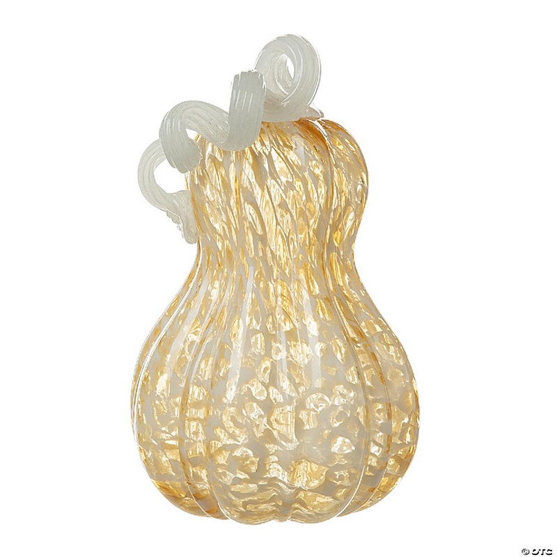 Glitzhome 8.5H Fall Amber Dots Glass Gourd