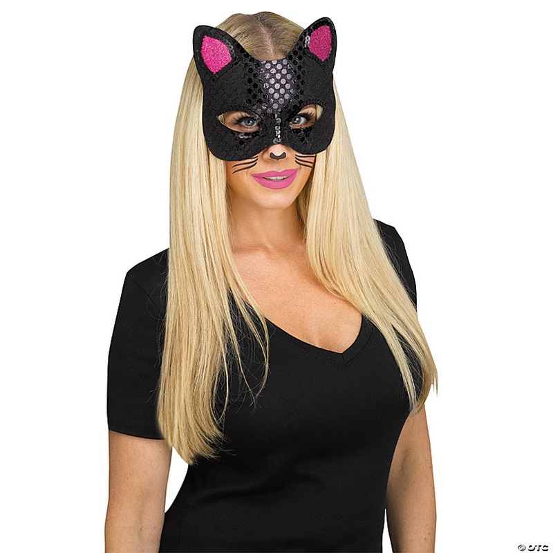 Adults Cat Masks with Tattoos Black Cat