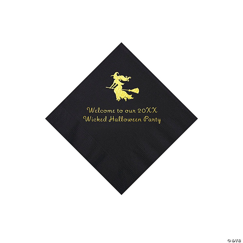 Black Witch Personalized Napkins with Gold Foil - 50 Pc. Beverage