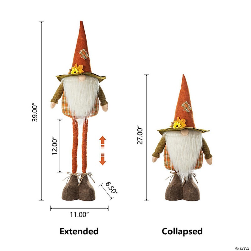 Glitzhome 39H/27''H Telescoped Fabric Fall Gnome Standing Decor