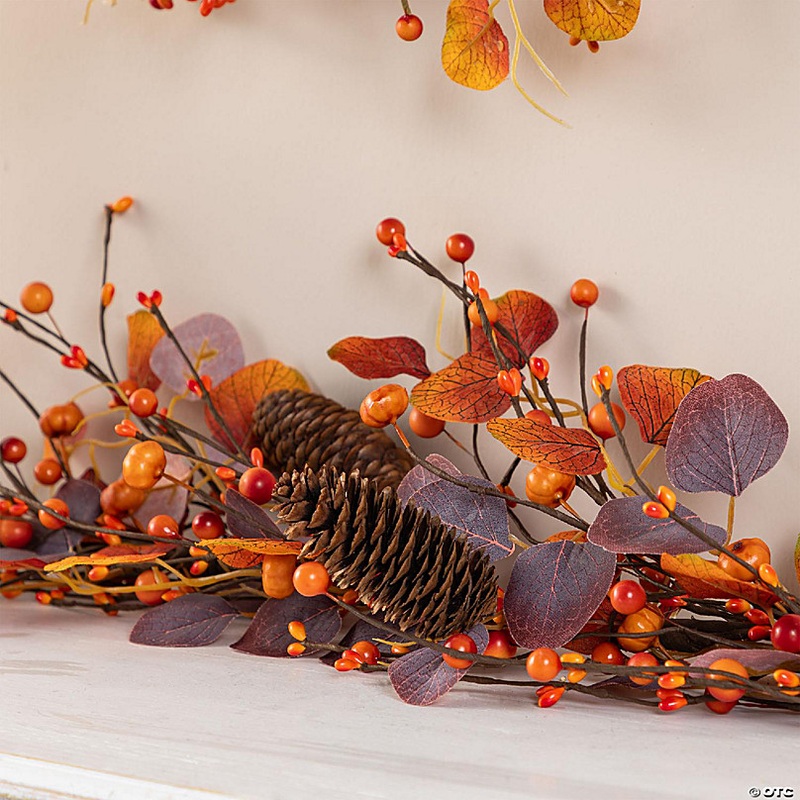 Glitzhome 72L Fall Eucalyptus Berry Garland