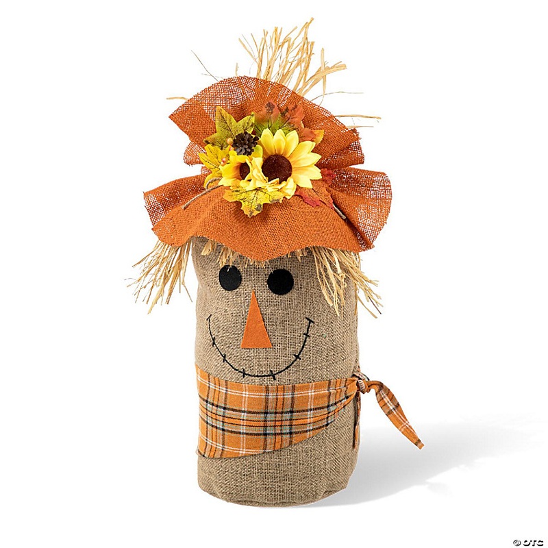 Glitzhome Set of 3 23.25H Fall Linen Scarecrow Doorstop Porch Decors