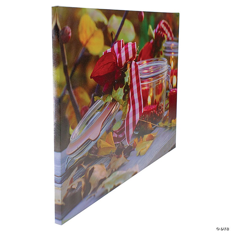 LED Lighted Fall Tree Archway with Lanterns Canvas 24 x 16 Wall Art