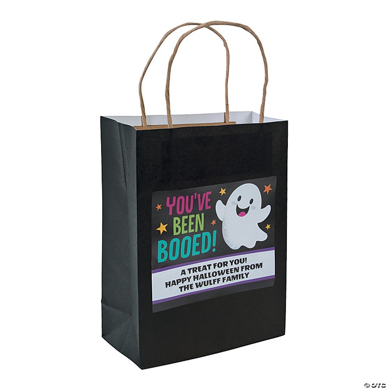 Medium Personalized Youve Been Booed Kraft Paper Gift Bags - 12 Pc.
