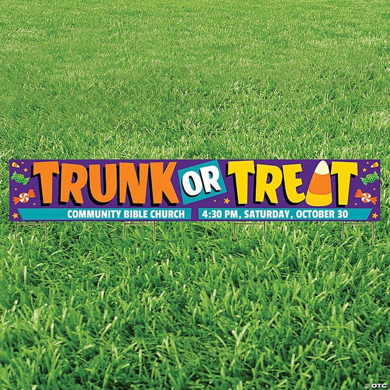 Personalized 96 x 16 Horizontal Trunk or Treat Yard Sign - Large
