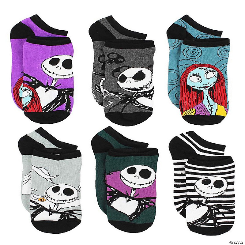 The Nightmare Before Christmas Womens 6 pack Socks (Large (9-11), Purple)