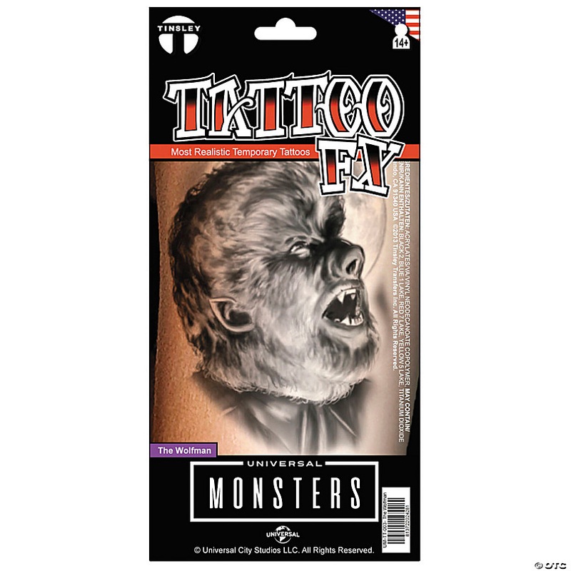 Tinsley Transfers Universal Monsters The Wolfman Temporary Tattoo