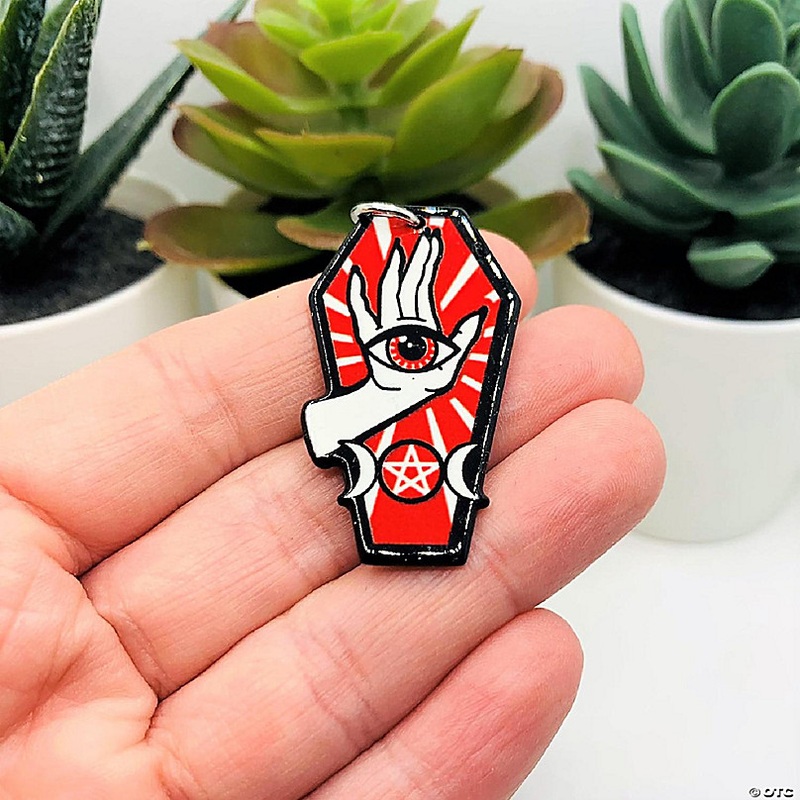 20 Pcs Red Coffin with Seeing Eye Charms