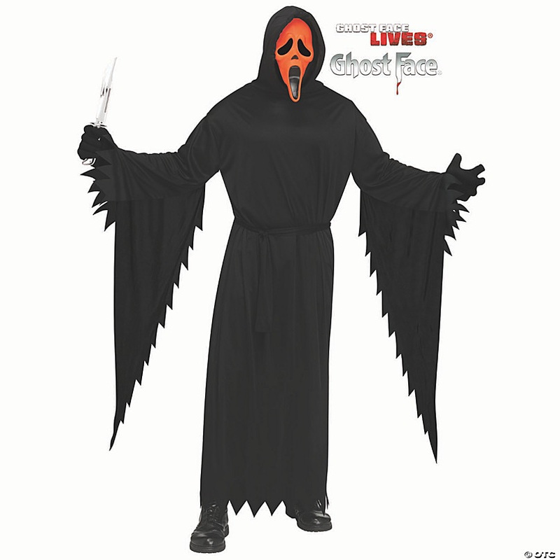 Adults Scream Ghost Face Fluorescent Orange Costume One Size