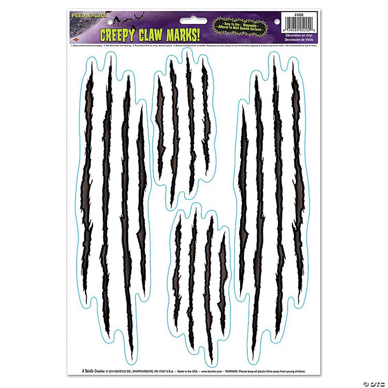 Beistle - Creepy Claw Marks! Peel 'N Place - 12 Pack