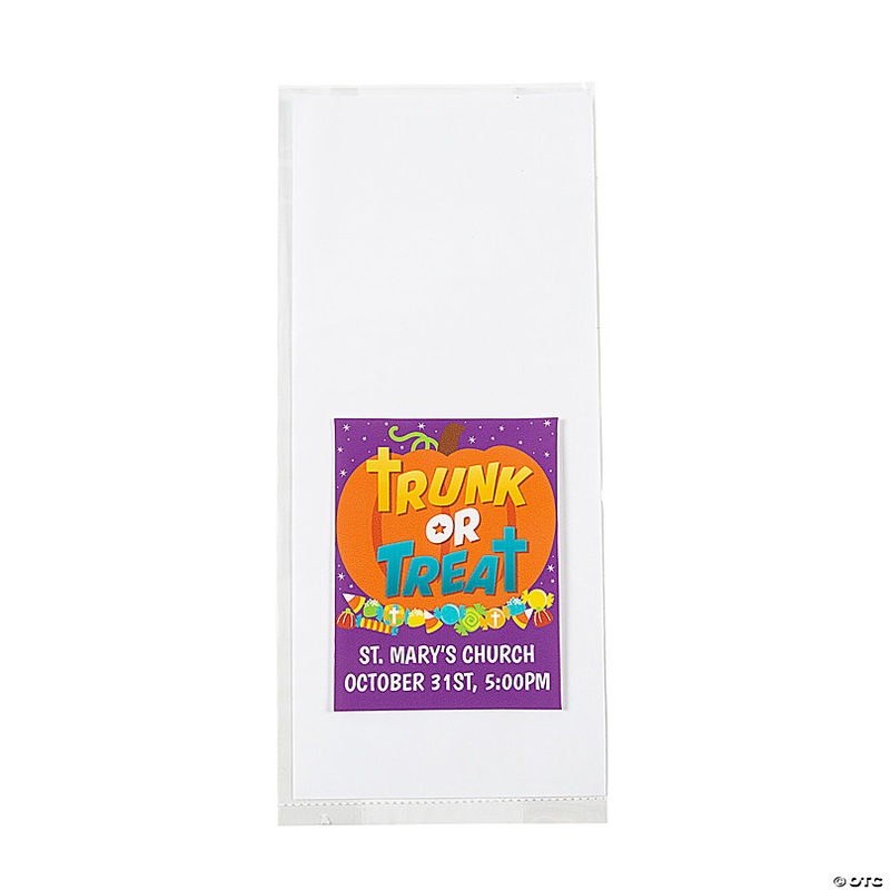 Bulk 50 Pc. Personalized Trunk-or-Treat Cellophane Gift Bag Kit