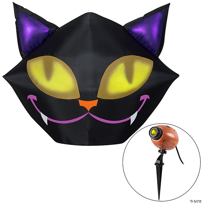 Gemmy Projection Airblown Setiling Cat with 1 EyeScreams Projection included (Yellow)   4 ft Tall