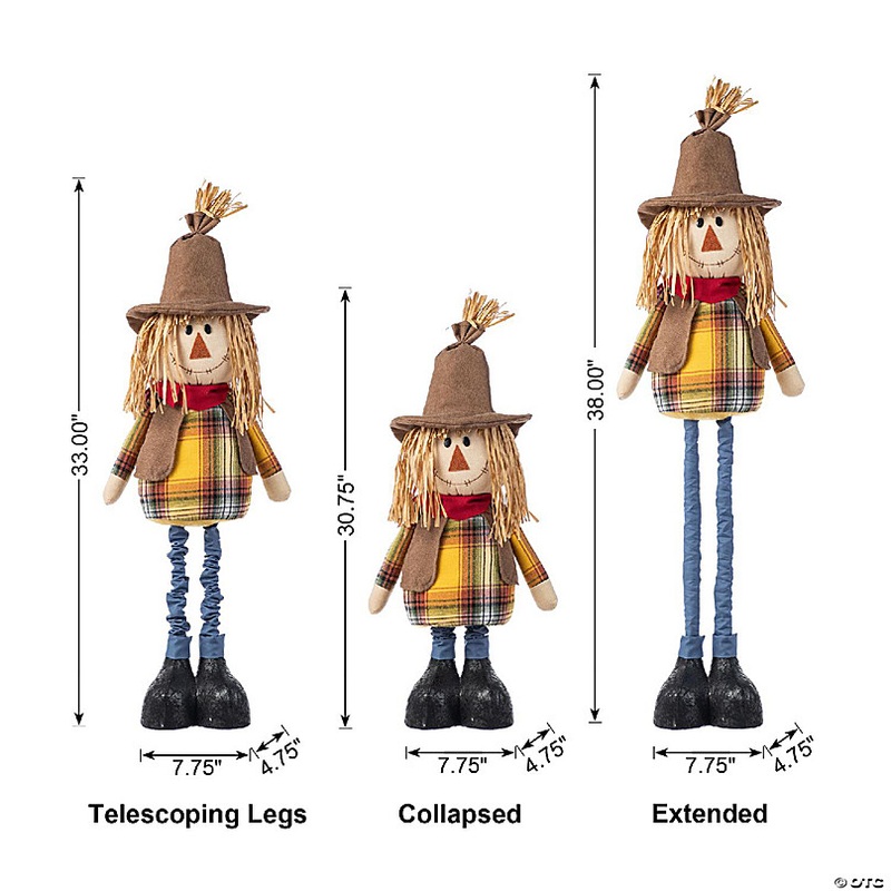 Glitzhome 33-38H Fall Fabric Scarecrow Porch Decor With Telescoping Legs