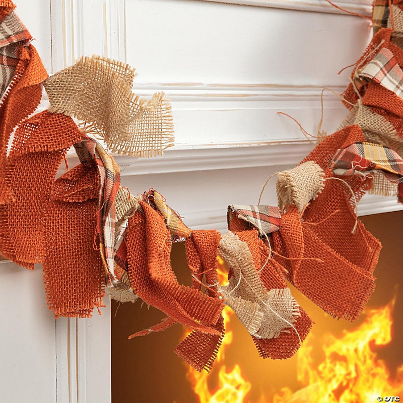 Glitzhome 6'L Fall Fabric Plaid Garland