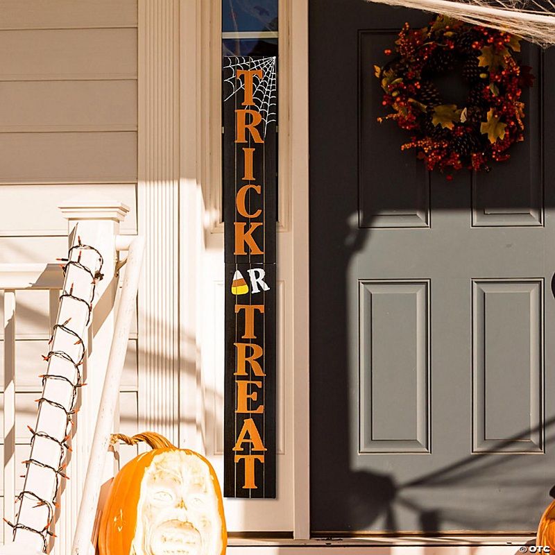 Glitzhome 60H Wooden Trick Or Treat Porch Sign (KD)