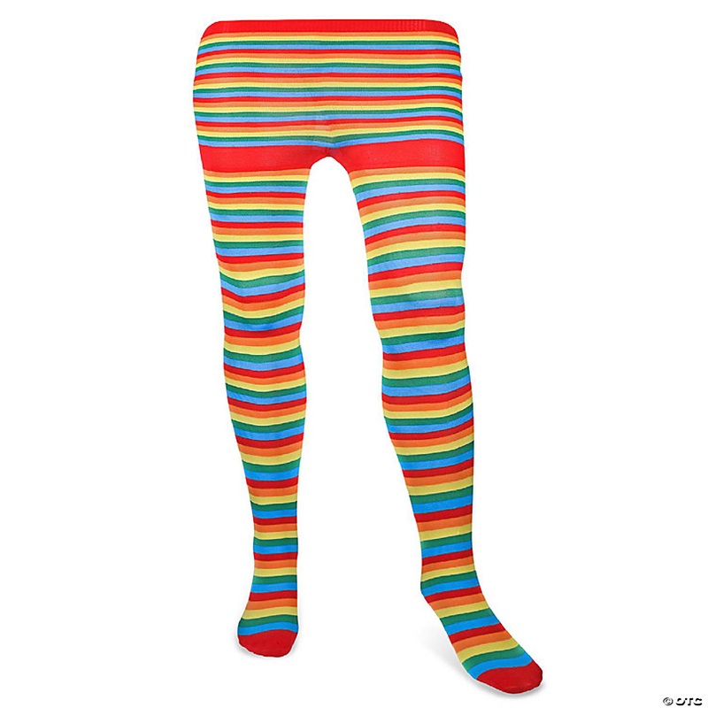 Skeleteen Colorful Rainbow Striped Tights - Striped Nylon Clown Stretch Pantyhose LGBTQ Stocking Accessories  for Men, Women and Teens