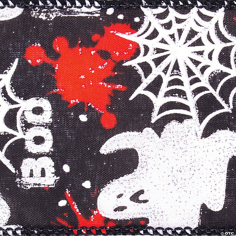 Vickerman 2.5 x 10 Yards Black BOO Ghost Ribbon