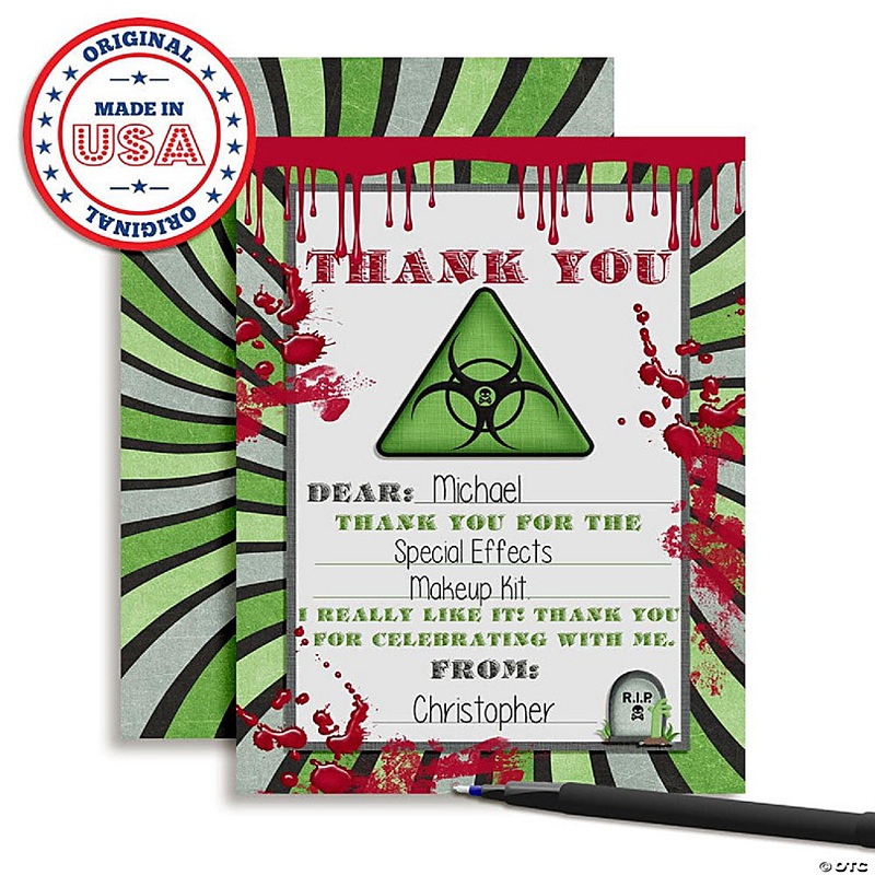 Zombie Infection Thank You Cards 20pcs. by AmandaCreation
