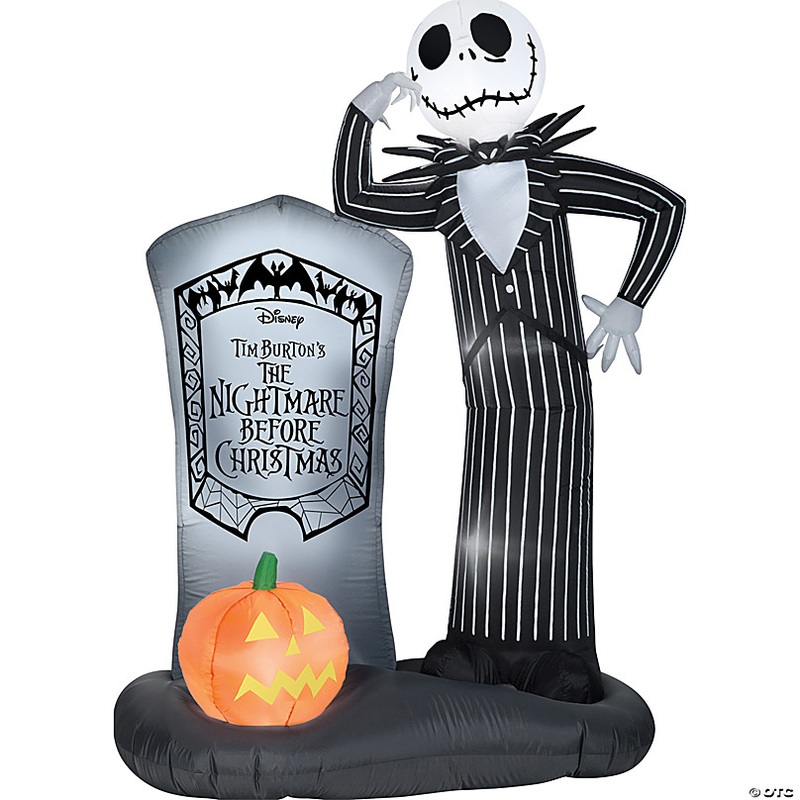 6 Ft. Blow-Up Inflatable Nightmare Before Christmas Jack Skellington Tomb with Built-In LED Lights Outdoor Yard Decoration