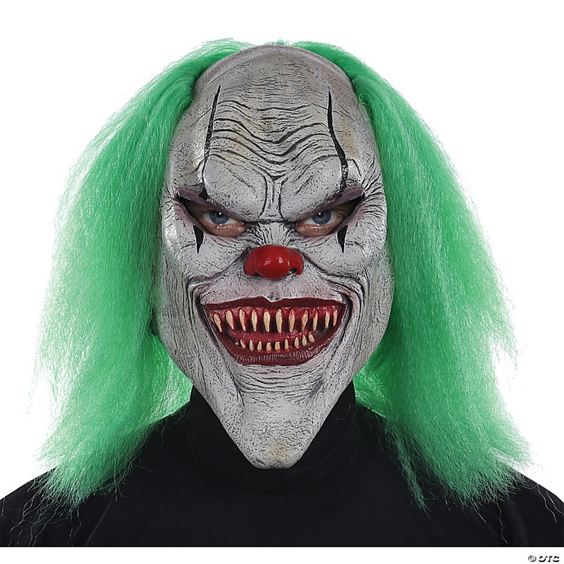 Adults Evil Clown Mask with Green Hair