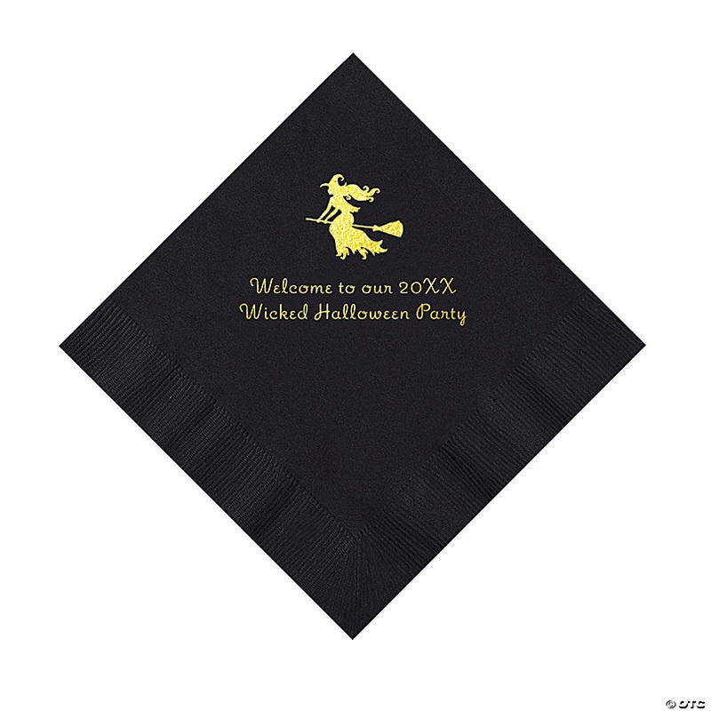 Black Witch Personalized Napkins with Gold Foil  50 Pc. Luncheon