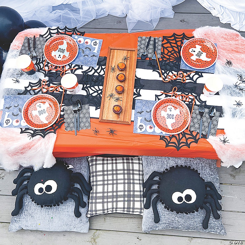 Bulk  48 Pc. Stretchable Spider Webs with Black Plastic Spiders