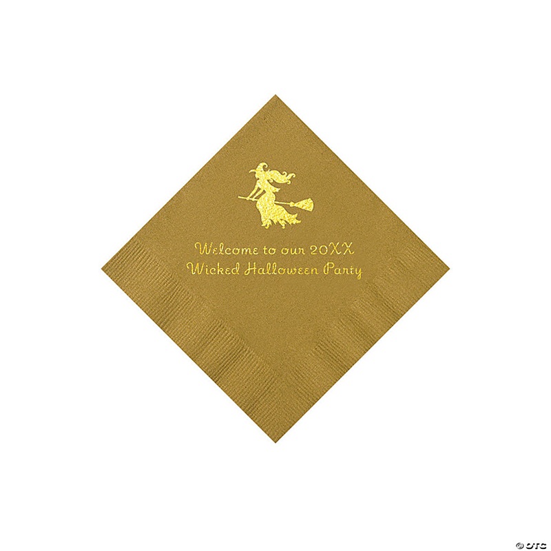 Gold Witch Personalized Napkins with Gold Foil - 50 Pc. Beverage