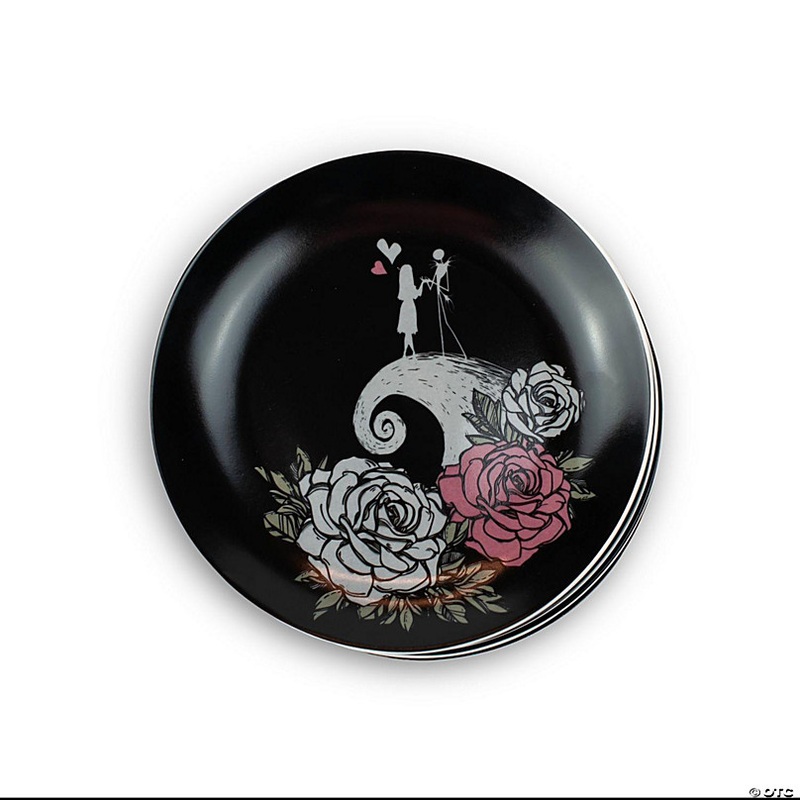 OFFICIAL Nightmare Before Christmas 8 Plate  Jack & Sally on a Hill  Set of 4